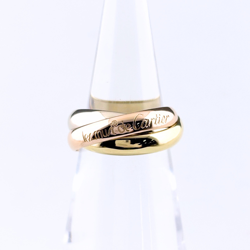 Cartier Trinity ring in yellow gold (YG), pink (PG), and white (WG). Three-co...
